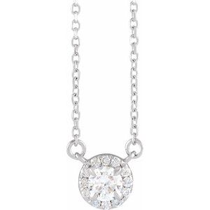 14K White 1/3 CTW Lab-Grown Diamond French-Set 16-18" Necklace