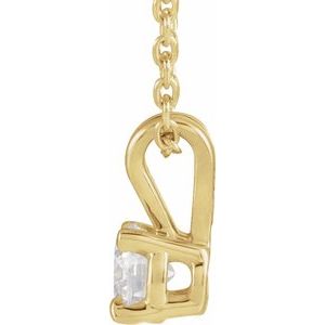 14K Yellow  1/4 CT Lab-Grown Diamond Solitaire 16-18" Necklace