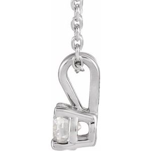 14K White  1/4 CT Lab-Grown Diamond Solitaire 16-18" Necklace