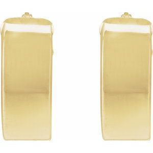 14K Yellow Flat Tube 10 mm Hoop Earrings