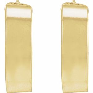 14K Yellow Flat Tube 15 mm Hoop Earrings