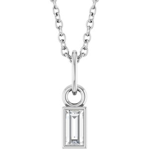 14K White 1/10 CT Lab-Grown Diamond Bezel-Set 16-18" Necklace