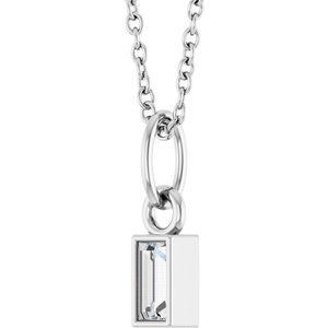 14K White 1/10 CT Lab-Grown Diamond Bezel-Set 16-18" Necklace