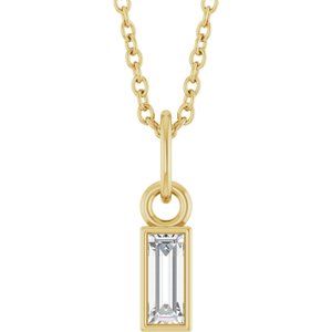 14K Yellow 1/6 CT Lab-Grown Diamond Bezel-Set 16-18" Necklace