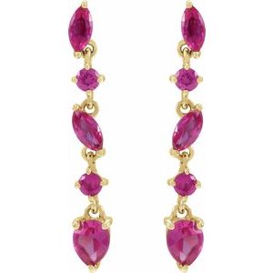 14K Yellow Lab-Grown Ruby Earrings