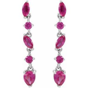 14K White Lab-Grown Ruby Earrings