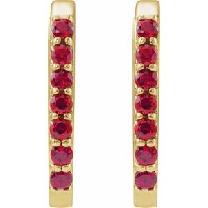 14K Yellow Lab-Grown Ruby 14 mm Hoop Earring