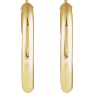 14K Yellow Round Tube 40 mm Hoop Earrings