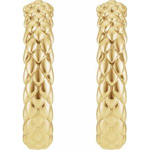 14K Yellow 20.5 mm Scale Hoop Earrings