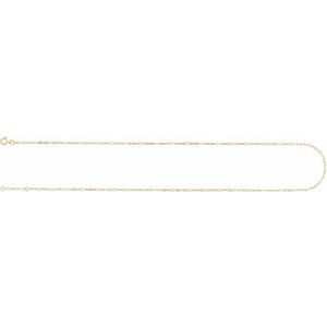 14K Yellow 2 mm Adjustable White Enamel Bead 6-7" Chain