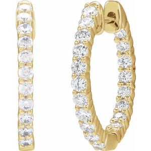 14K Yellow 3/4 CTW Lab-Grown Diamond Inside-Outside Hinged 17.2 mm Hoop Earrings