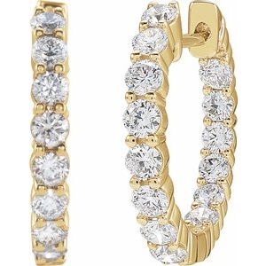 14K Yellow 2 CTW Lab-Grown Diamond Inside-Outside Hinged 20 mm Hoop Earrings