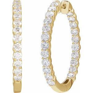 14K Yellow 3 CTW Lab-Grown Diamond Inside-Outside Hinged 30 mm Hoop Earrings