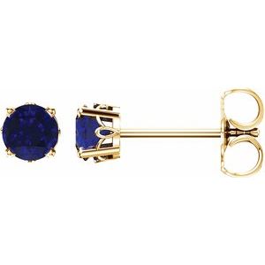 14K Yellow Lab-Grown Sapphire 4-Prong Scroll Setting® Stud Earrings