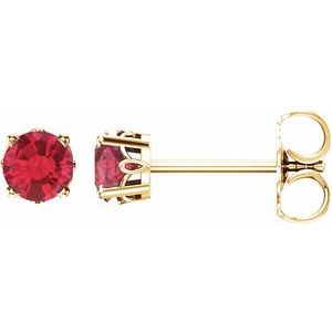 14K Yellow Lab-Grown Ruby 0.6ct 4-Prong Scroll Setting® Stud Earrings