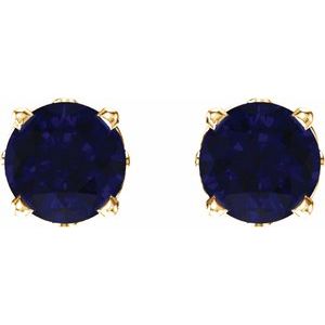 14K Yellow Lab-Grown Sapphire 4-Prong Scroll Setting® Stud Earrings