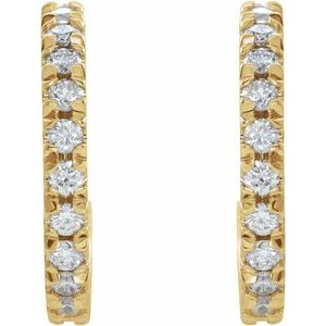 14K Yellow 5/8 CTW Lab-Grown Diamond French-Set 15 mm Huggie Hoop Earrings