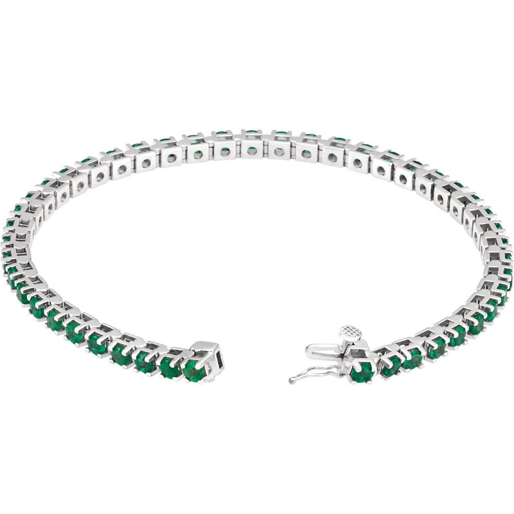 14K Lab-Grown Emerald Line Bracelet 3mm