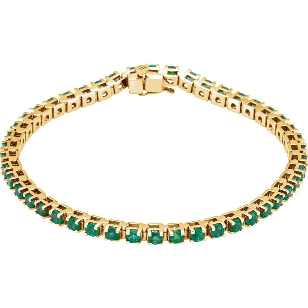 14K Lab-Grown Emerald Line Bracelet 3mm