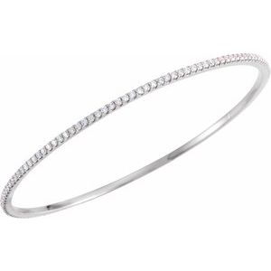 14K White 2 CTW Lab-Grown Diamond Stackable Bangle 8" Bracelet