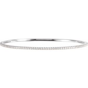 14K White 2 CTW Lab-Grown Diamond Stackable Bangle 8" Bracelet