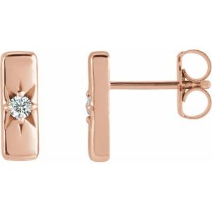 14K Rose .07 CTW Lab-Grown Diamond Bar Earrings