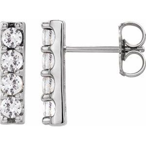 14K White 1/2 CTW Lab-Grown Diamond Bar Earrings