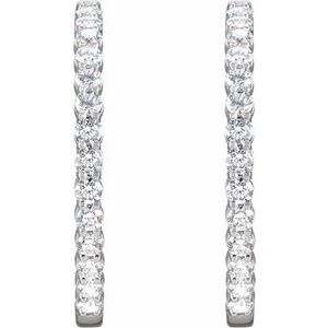 14K White 4 CTW Lab-Grown Diamond Inside-Outside Hinged 36 mm Hoop Earrings