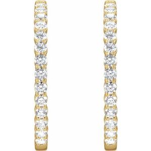 14K Yellow 4 CTW Lab-Grown Diamond Inside-Outside Hinged 36 mm Hoop Earrings