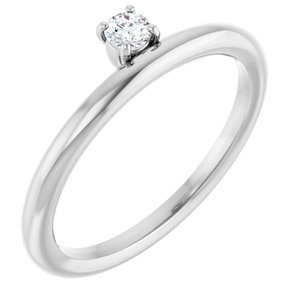 14K White 1/10 CT Lab-Grown Diamond Stackable Ring