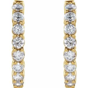 14K Yellow 2 CTW Lab-Grown Diamond Inside-Outside Hinged 20 mm Hoop Earrings