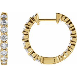 14K Yellow 2 CTW Lab-Grown Diamond Inside-Outside Hinged 20 mm Hoop Earrings