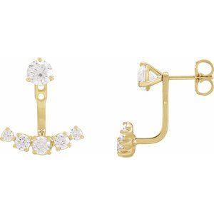 14K Yellow 1 CTW Lab-Grown Diamond Curved Bar Earring Jackets