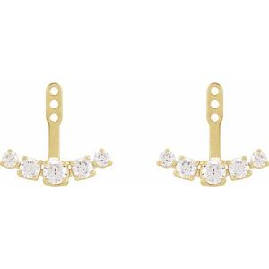 14K Yellow 1 CTW Lab-Grown Diamond Curved Bar Earring Jackets