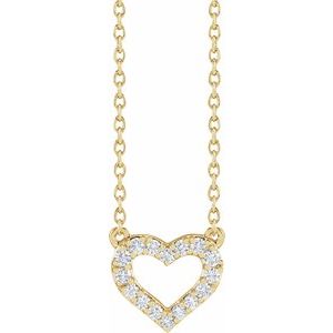 14K Yellow 1/5 CTW Lab-Grown Diamond Heart 16-18" Necklace