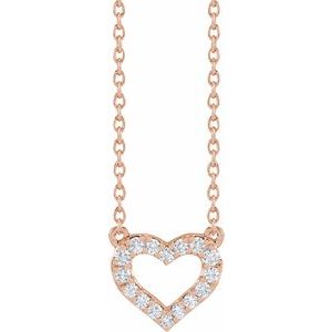 14K Rose 1/5 CTW Lab-Grown Diamond Heart 16-18" Necklace