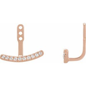 14K Rose 1/5 CTW Lab-Grown Diamond Curved Bar Earring Jackets