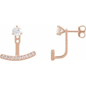 14K Rose 1/5 CTW Lab-Grown Diamond Curved Bar Earring Jackets