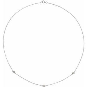 14K White 1/5 CTW Lab-Grown Diamond 3-Station 18" Necklace