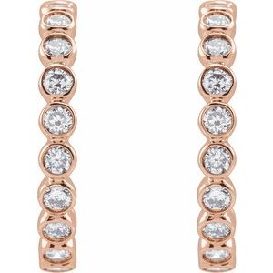 14K Rose 3/8 CTW Lab-Grown Diamond Hoop Earrings