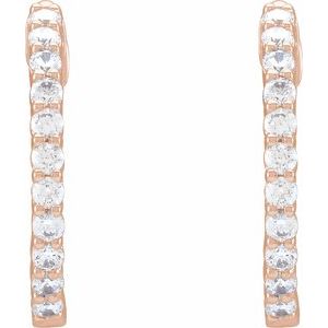 14K Rose 3/4 CTW Lab-Grown Diamond Inside-Outside Hinged 17.2 mm Hoop Earrings