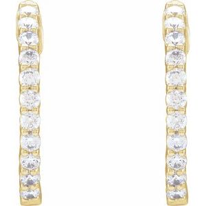 14K Yellow 3/4 CTW Lab-Grown Diamond Inside-Outside Hinged 17.2 mm Hoop Earrings