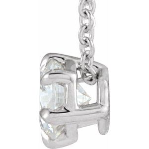 14K White 3/8 CT Lab-Grown Diamond Solitaire 16-18" Necklace