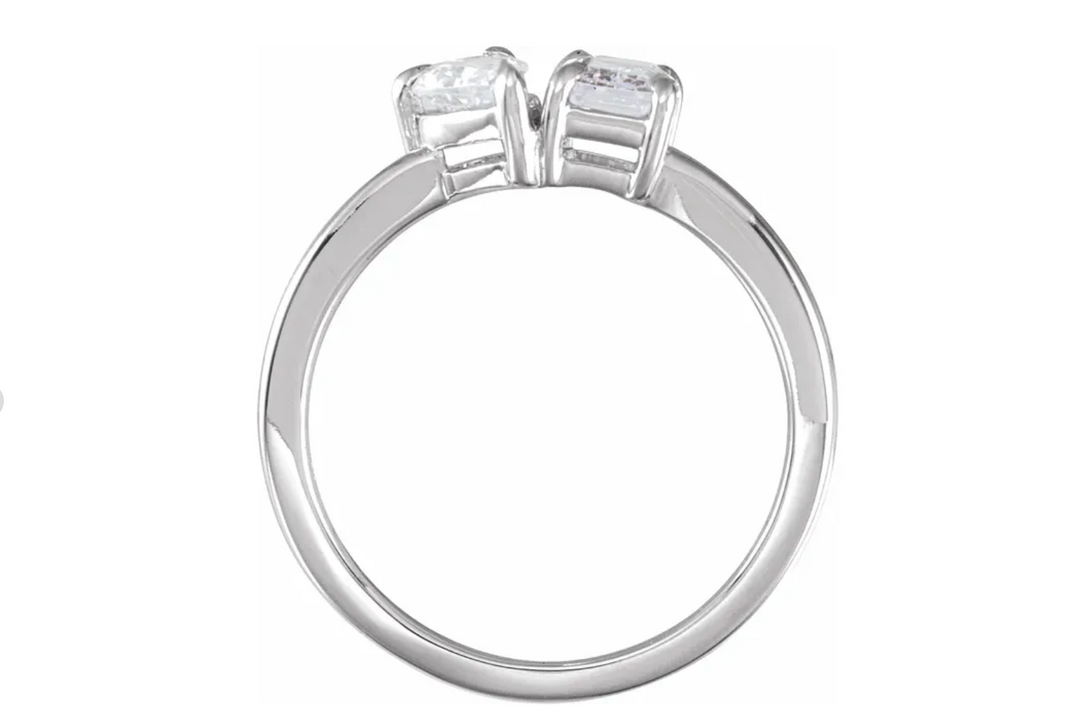 14K White 1 CTW Lab-Grown Diamond Two-Stone Ring