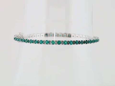 14K Lab-Grown Emerald Line Bracelet 3mm